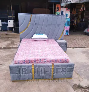 4 and a Half by 6 Padded Upholstery Curved Design Bed Frame