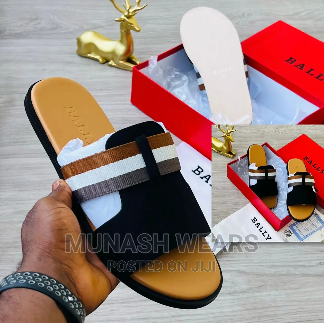 Quality Hermes X Bally Leather Slipers