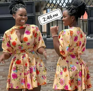 Cute Flower Print Short Dress