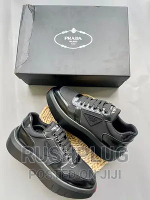 New PRADA Milano High Sole Black Sneakers