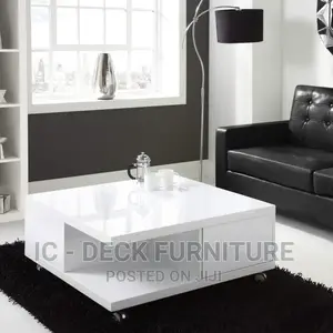 TBL28 White High Gloss Square Storage Coffee Table