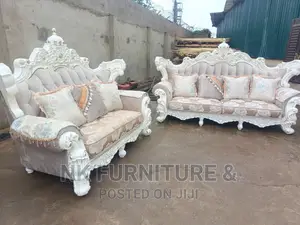Luxury 7 Seater Living Room Fabric Made Royal Chair