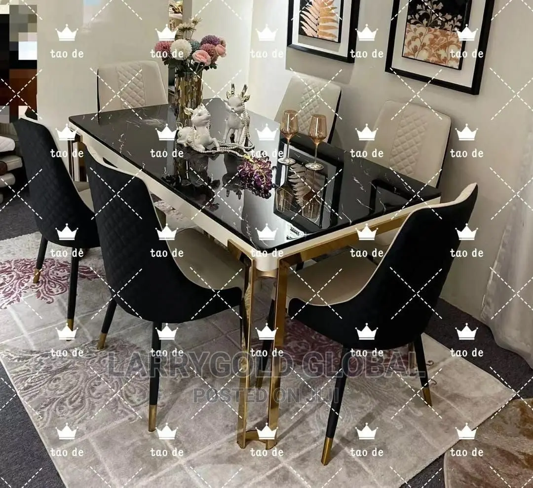 Imported Top Quality Marble Dining Set With 6 Chairs