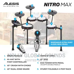 Alesis Nitro Mesh Kit Electric Drum Set With Pads, Bluetooth