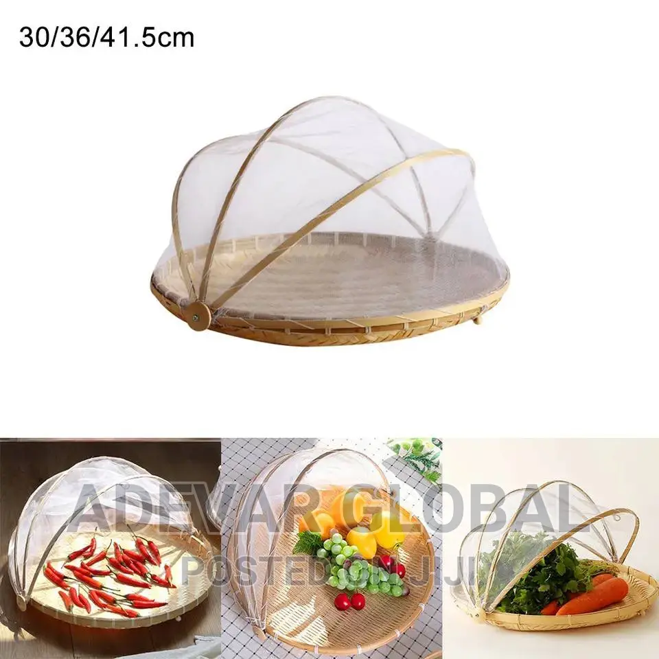 Bamboo Woven Fruit Vegetable Basket With Mosquito Bug Proof