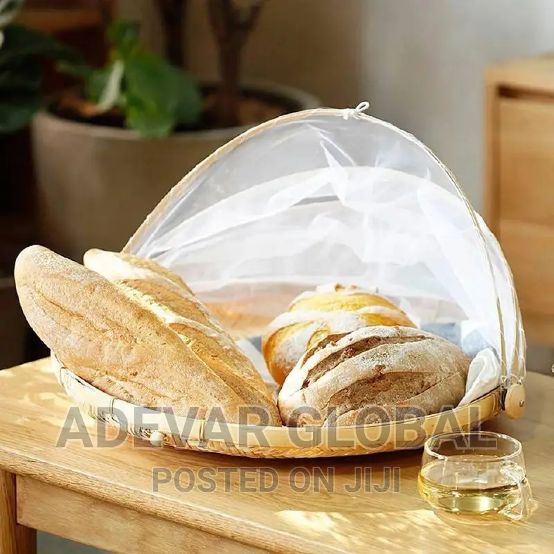 Bamboo Woven Fruit Vegetable Basket With Mosquito Bug Proof