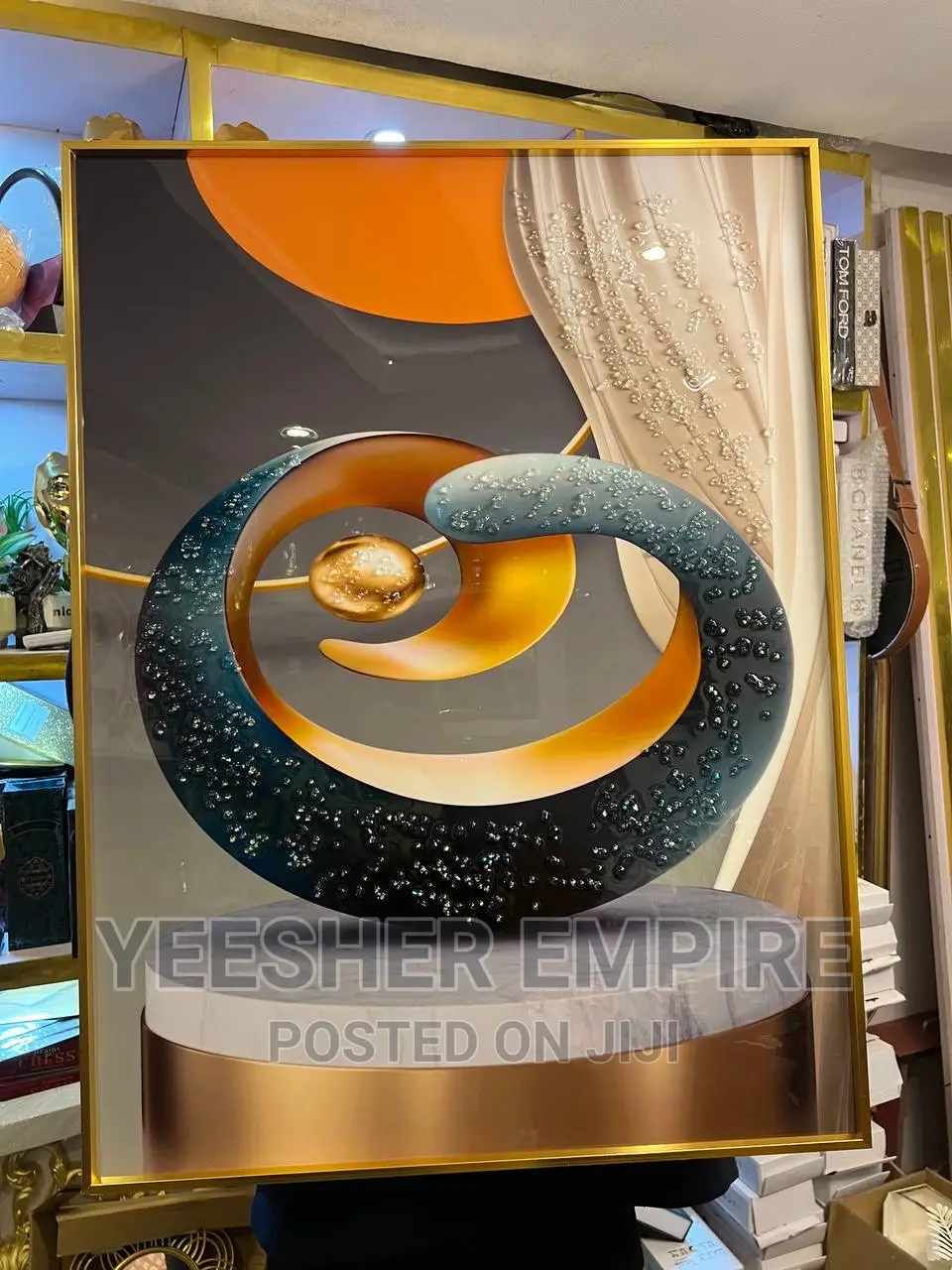 Luxury Crystal Wall Frame With Gold Edge