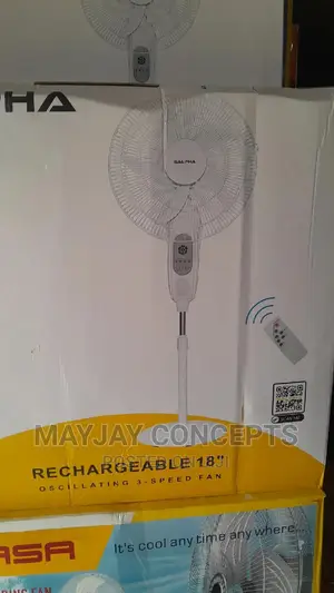 Salpha 18" Rechargeable Standing Fan With Solar Option-Ac/Dc