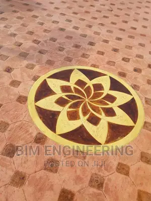 Flower Designs Rosette Stamp Concrete Floor