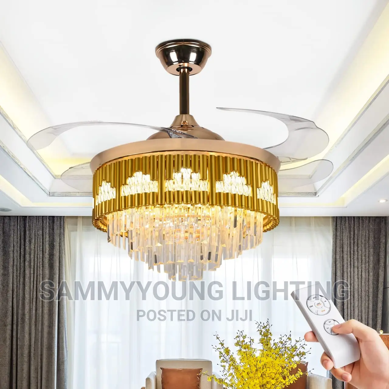 Quality Luxury Ceiling Mounted Fan Chandelier Light