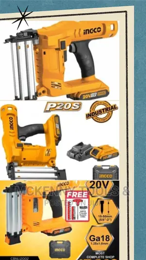 Ingco Li-Ion Cordless Brad Nailer Kit - 20v With 2 X Battery