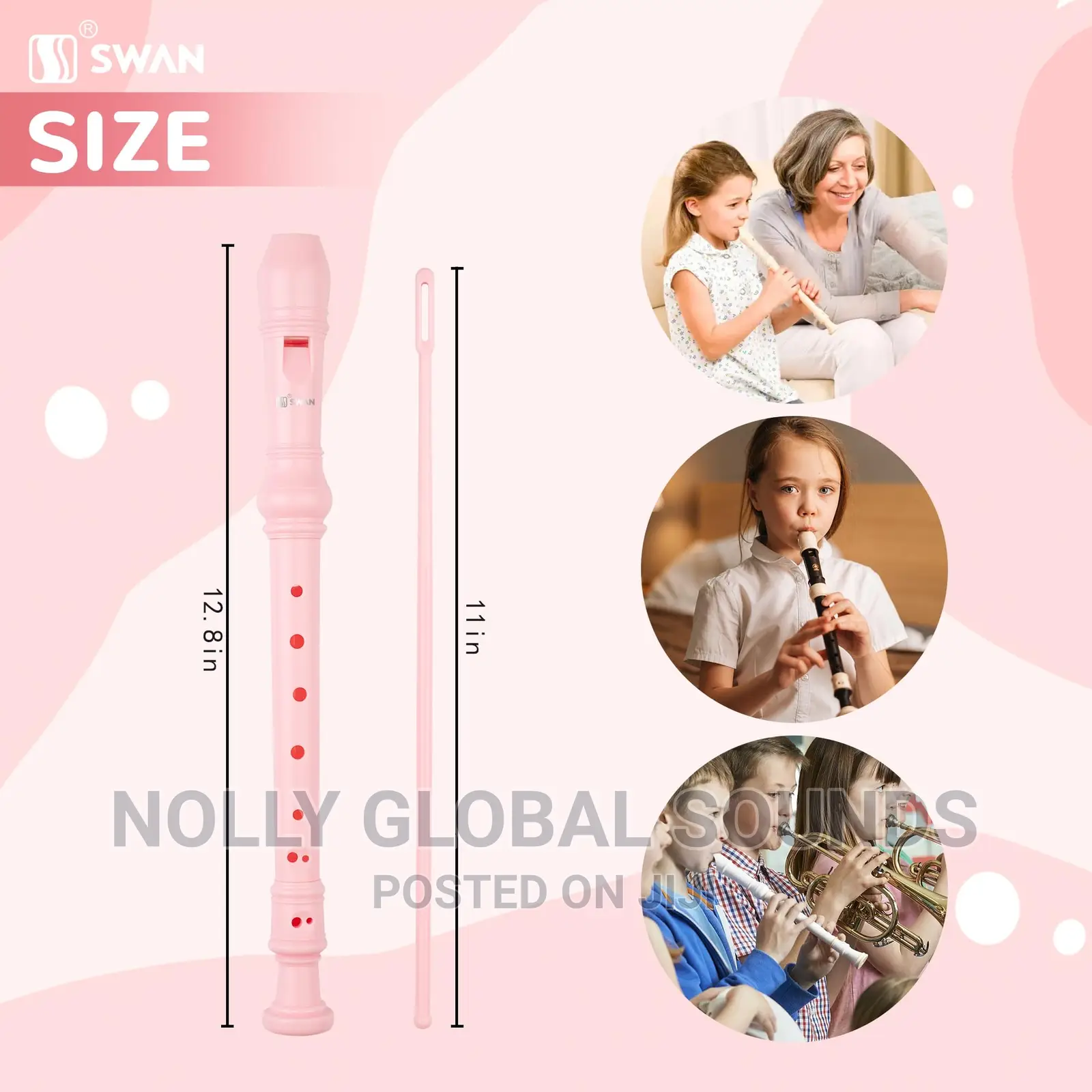 Recorder Flute for Kids With Cleaning Rod. Soprano (2pcs)