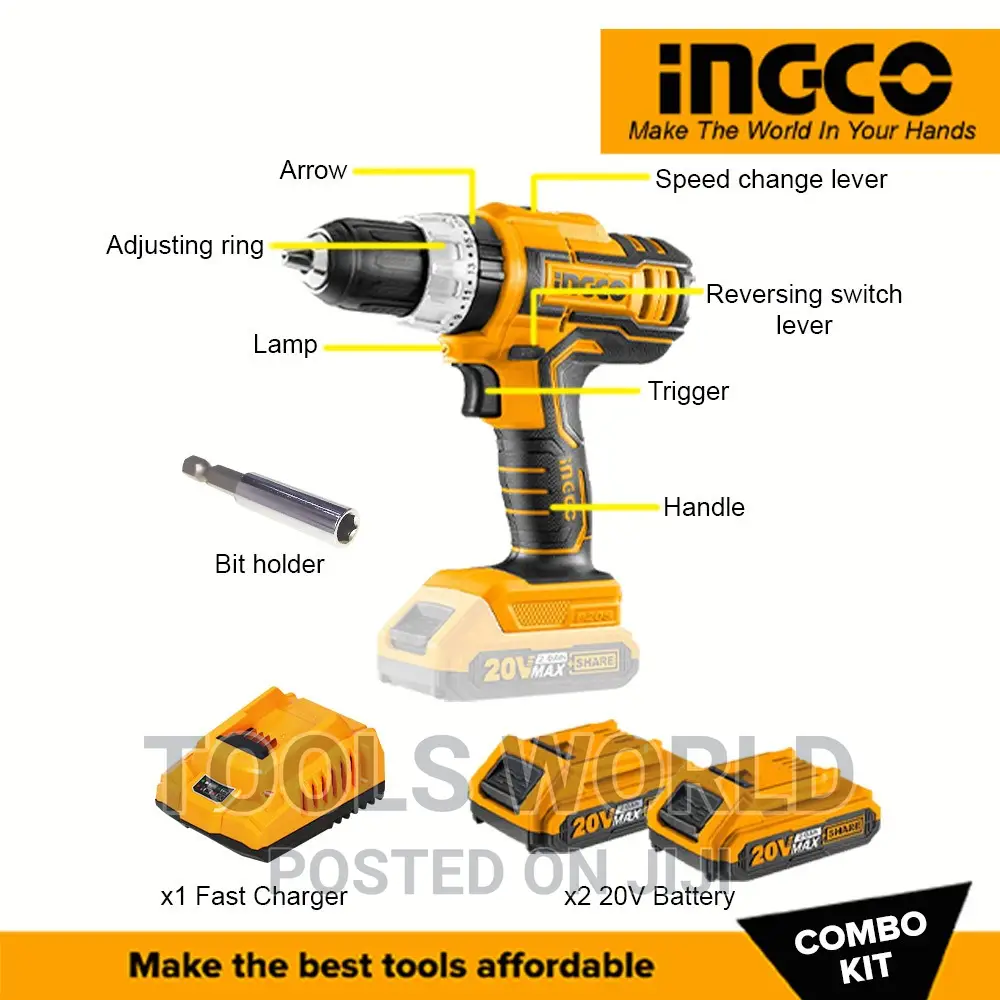 INGCO Lithium-Ion Cordless 2 PCS Combo Kit