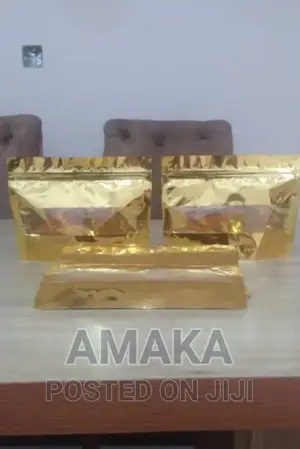 Small Chops Pouch. Silver And Gold With Transparent Front