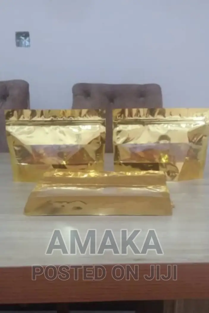 Small Chops Pouch. Silver And Gold With Transparent Front
