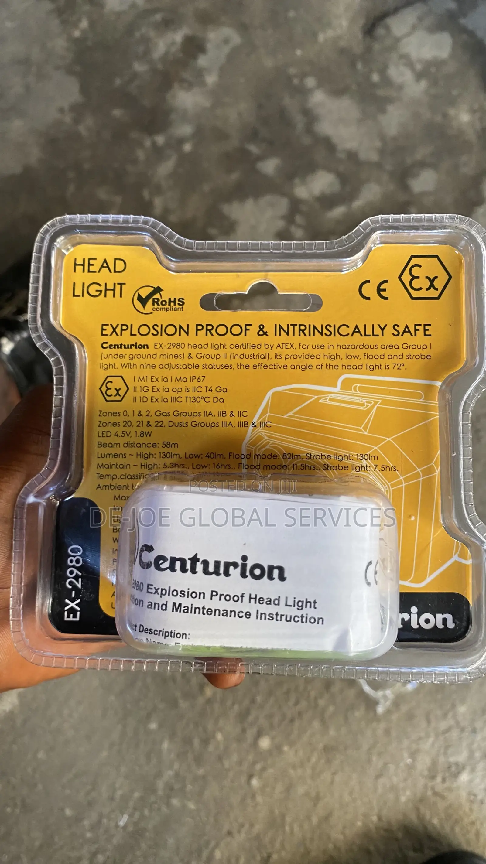 Centurion EX-2980 ATEX Intrinsically Safe Head Light