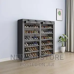 12 Tier Double Column Shoe Rack With Cover