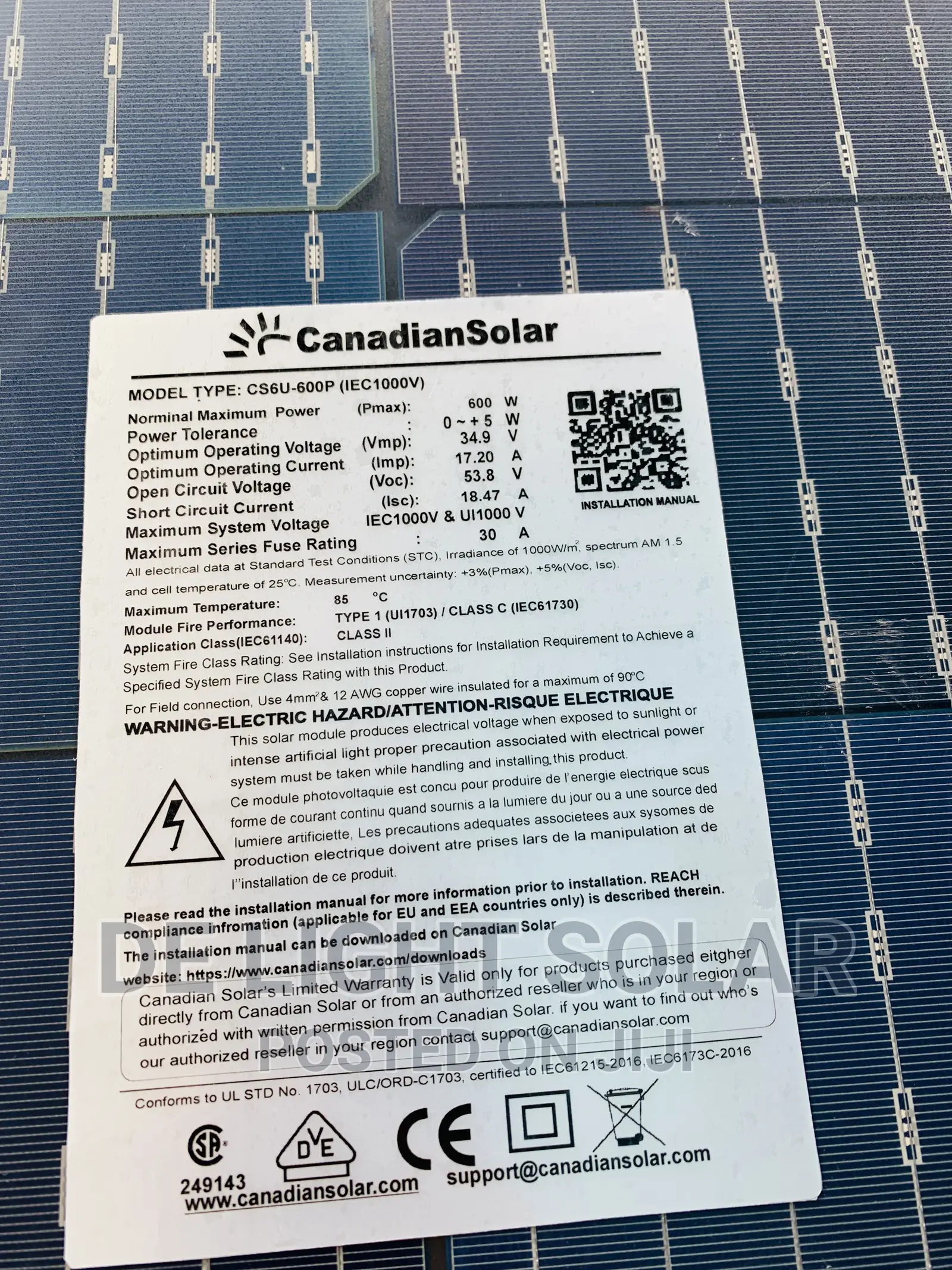 600w Canadian Cells Solar Panels