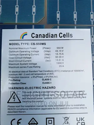 550w Canadian Cells Solar Panel Black Frame