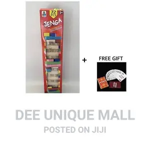 Jenga Wooden Game- 72 PCS (Big Size) + Free Whot
