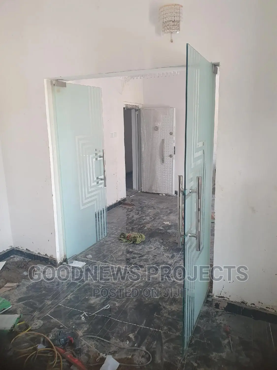 Frameless Kitchen Double Glass Door