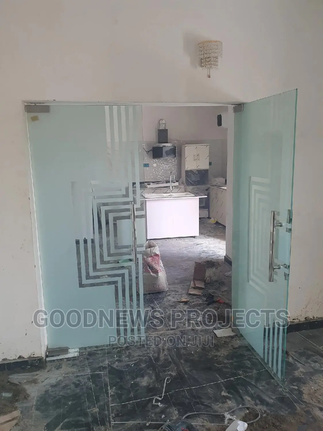 Frameless Kitchen Double Glass Door