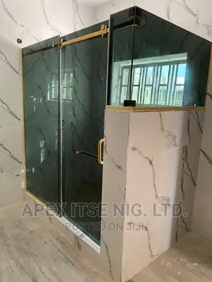 Grey Glass Gold Fitting Cubicle