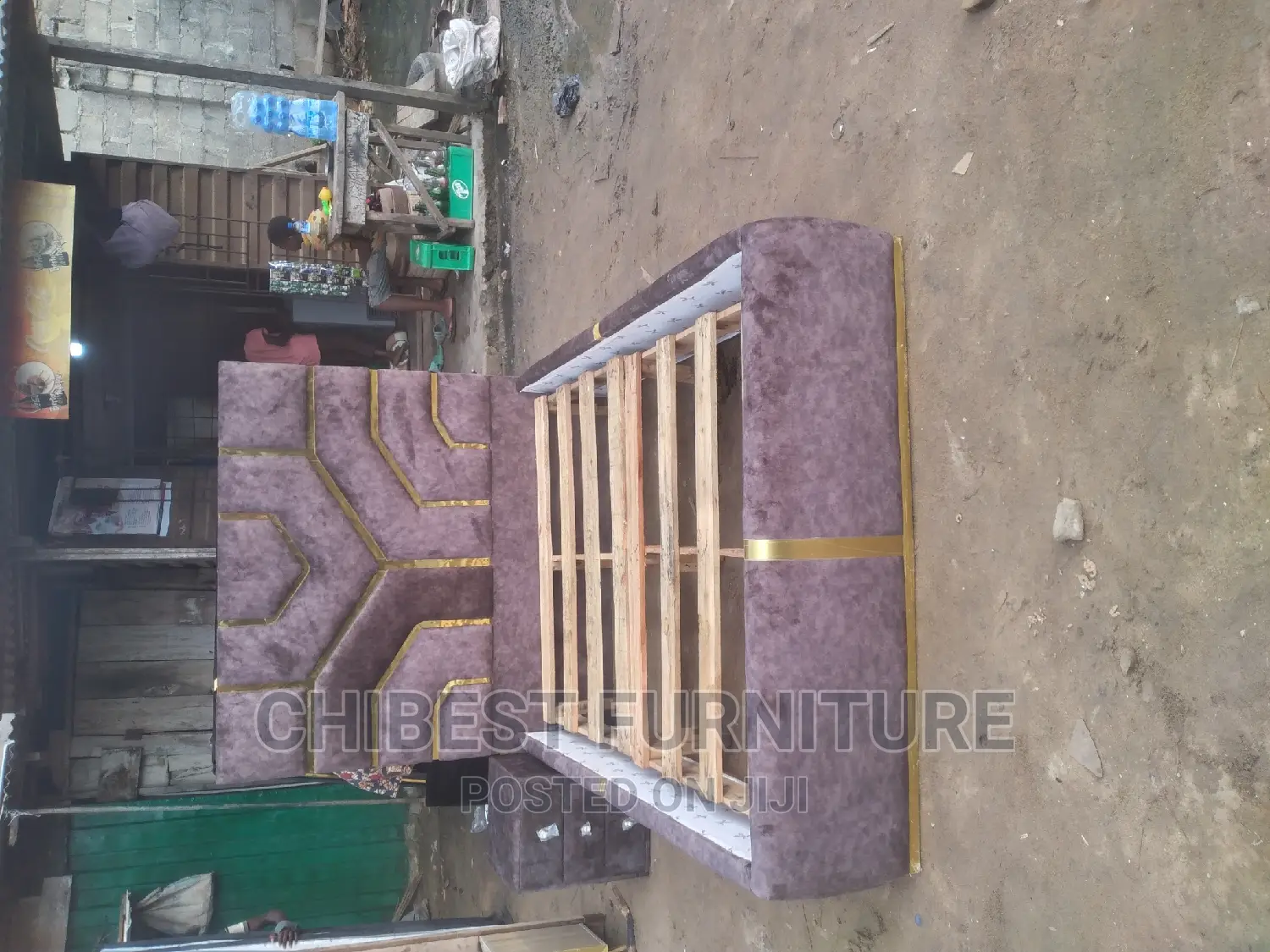 Quality 4.5by6 Upholstery Padded Bed Frame With One Bed Side