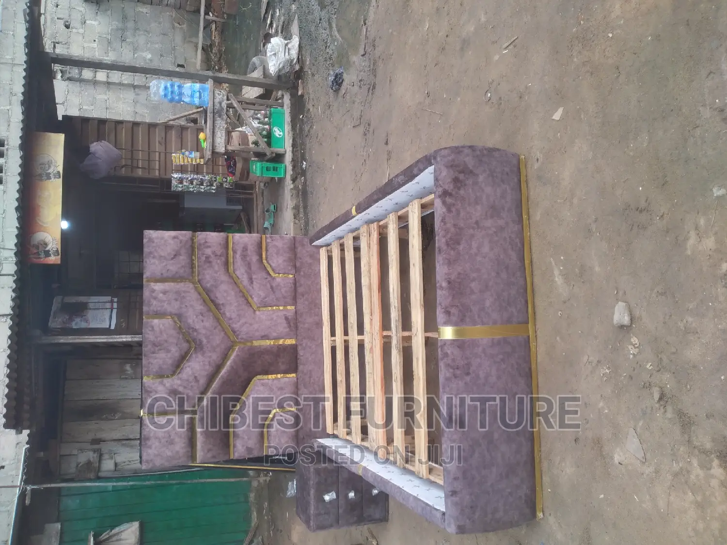 Quality 4.5by6 Upholstery Padded Bed Frame With One Bed Side