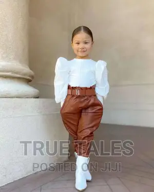 Girls Beautiful Top And Leather Trousers Clothing Set