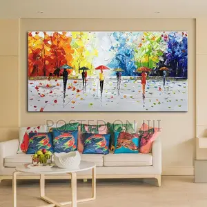 Broad and Colourful Street Painting With People