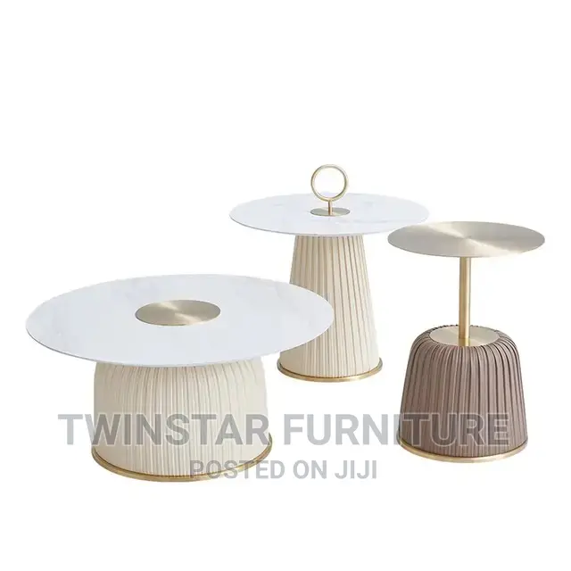 Modern Luxury Marble Top Centre Table With Side Stools