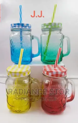 Glass Cup With Plastic Reusable Straw