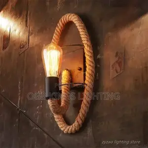 Loft Retro Style Hemp Rope Wall Lamp