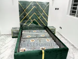 4.5by6 Upholstery Padded Bed Frame With Two Bed Sides