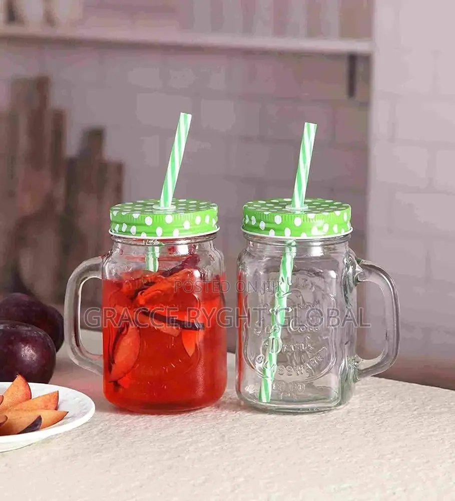 Mason Jar With Plastic Straw