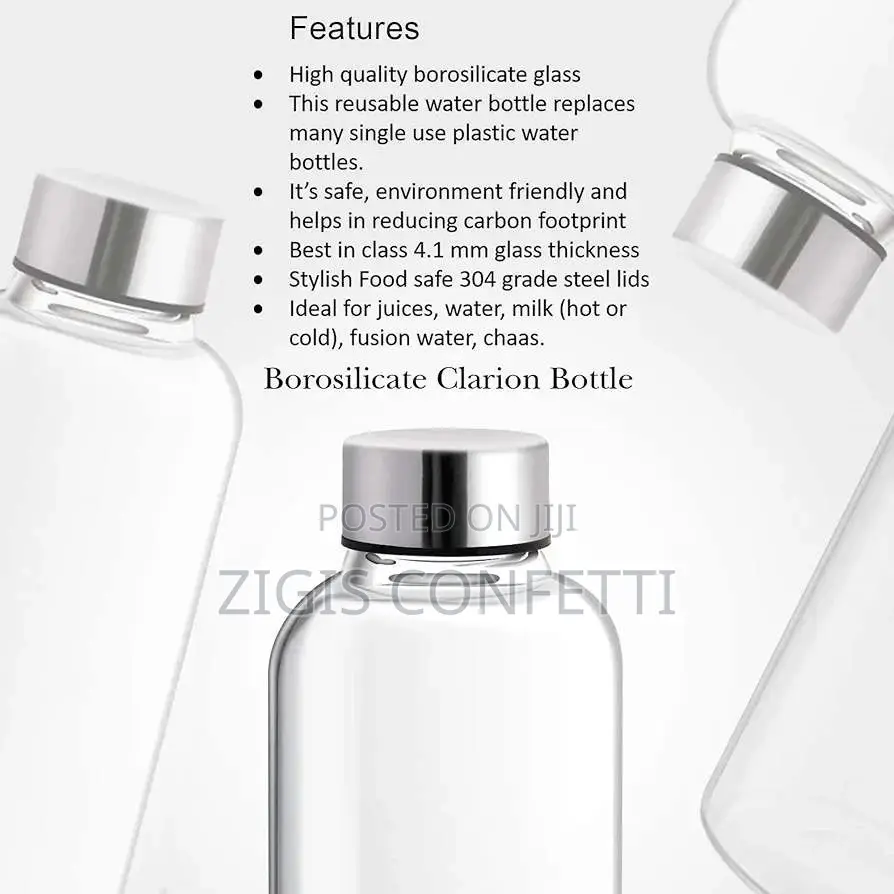 Glass Water Bottle, 500 Ml