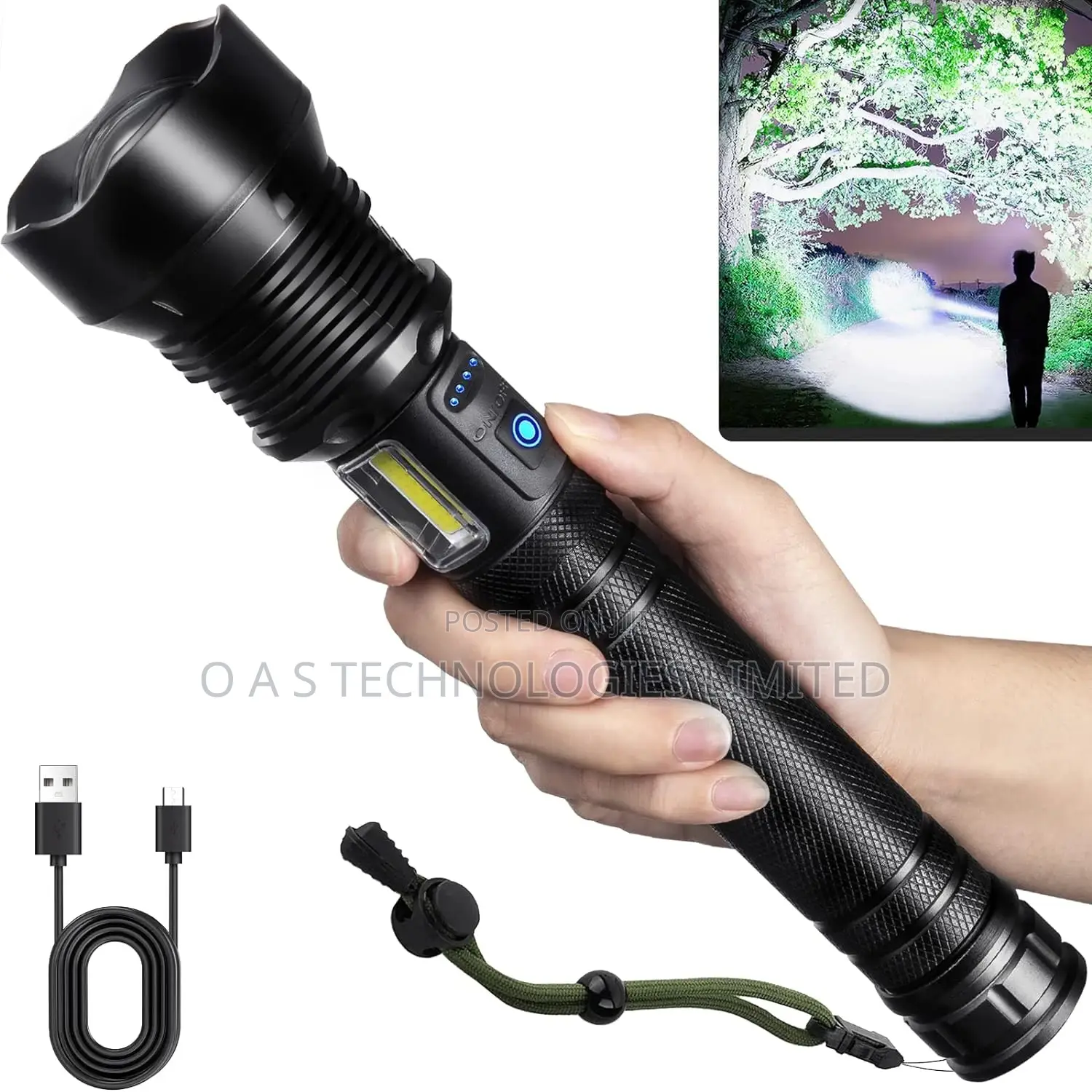 Rechargeable High Power Flashlight 900,000 Lumens