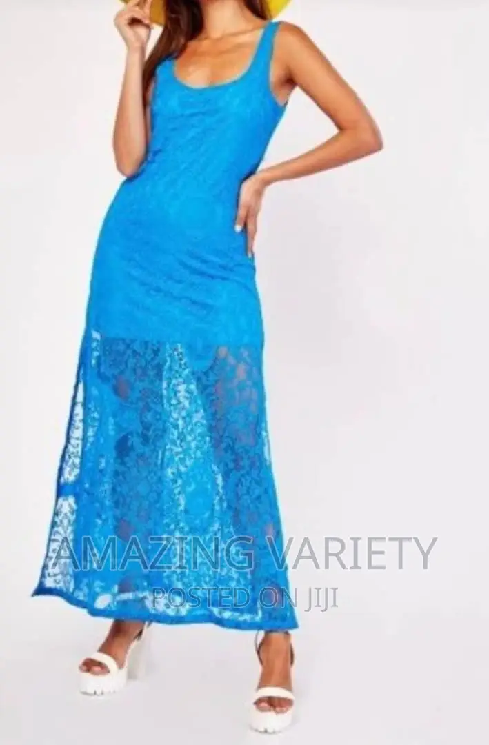 Net Long Open Back Gown