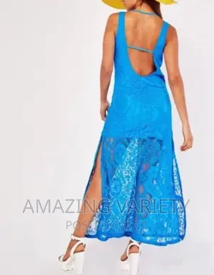 Net Long Open Back Gown