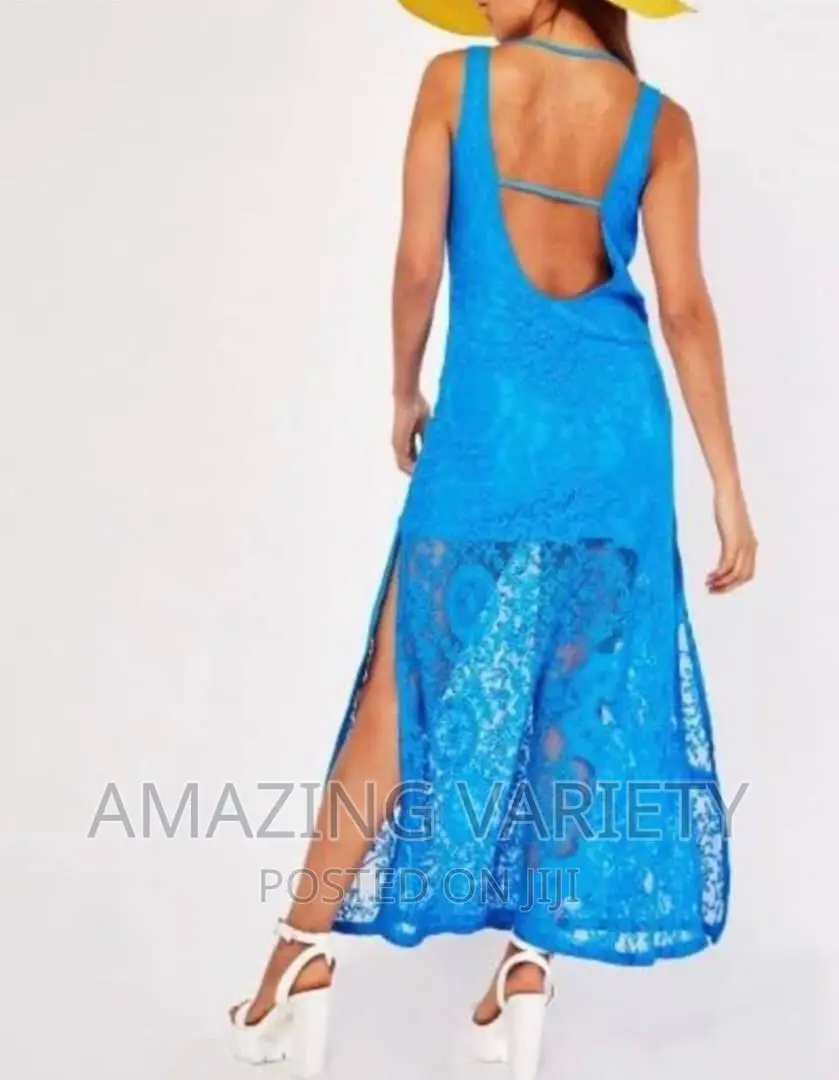 Net Long Open Back Gown