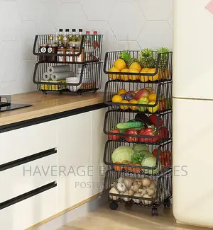 Movable Rack Storage Basket Stainless Steel Trolley Basket