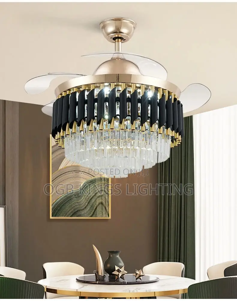 Ceiling Fan With Crystal LED Light and Remote Control