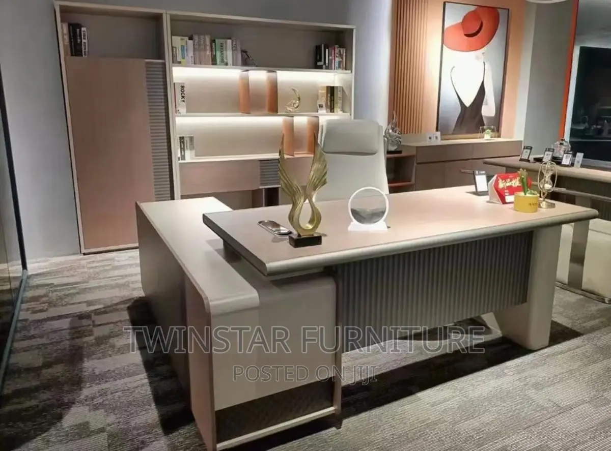 Modern Executive CEO Office Table With Bookshelve 1.8mtr