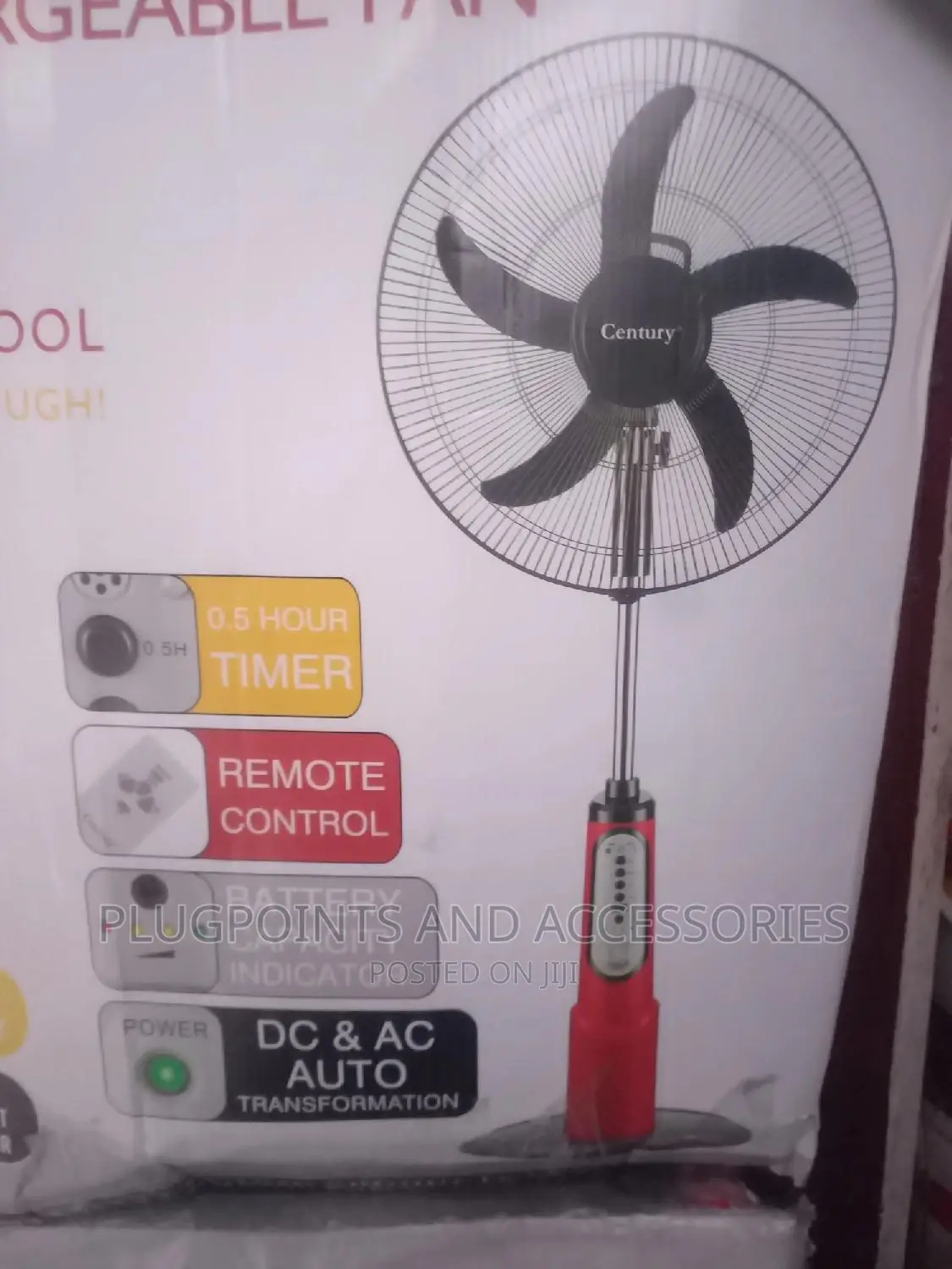 18" Century Rechargeable AC/Dc Fan +