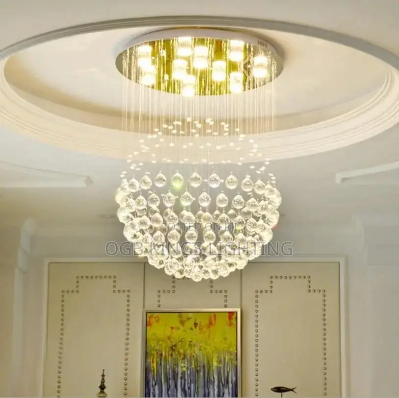 Modern Crystal Chandelier Celling Light Fixture Round Shape