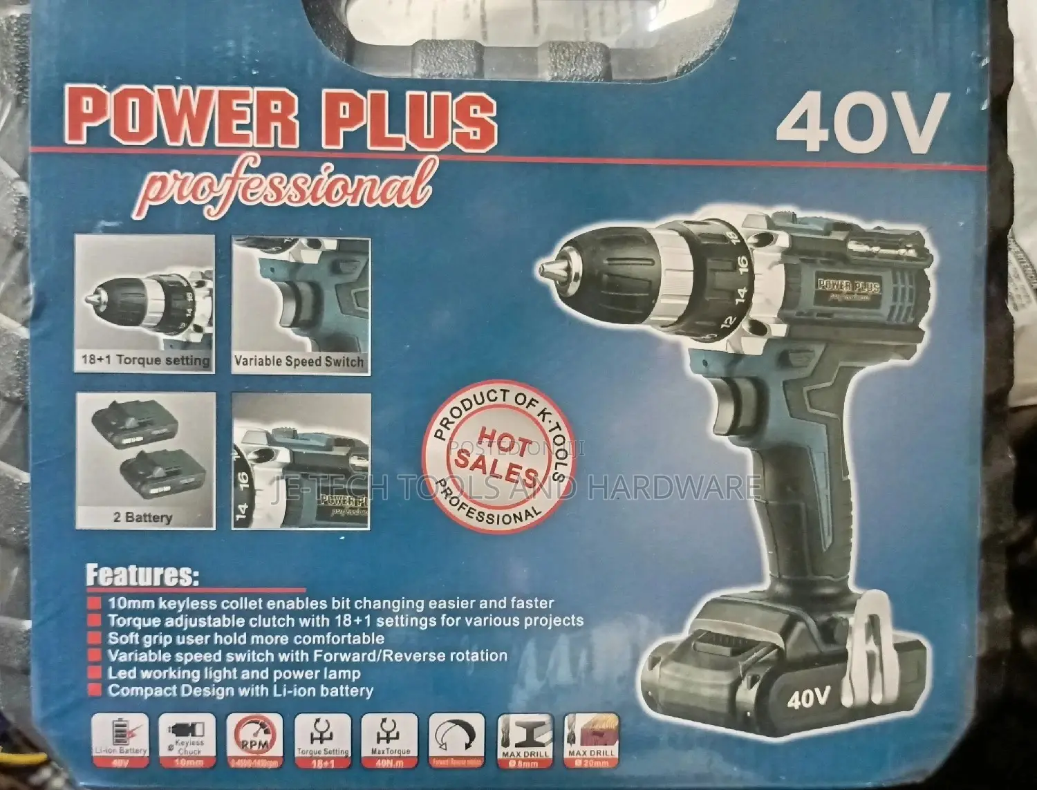 40v Power Plus Professional Battery Drill