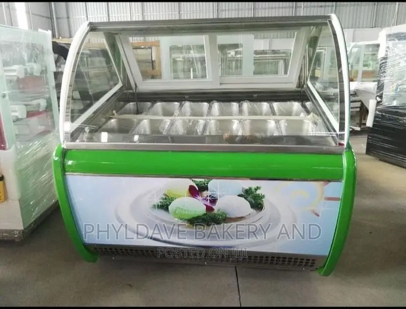 12-Pan Ice Cream Display Chiller (Big Size Compressor)