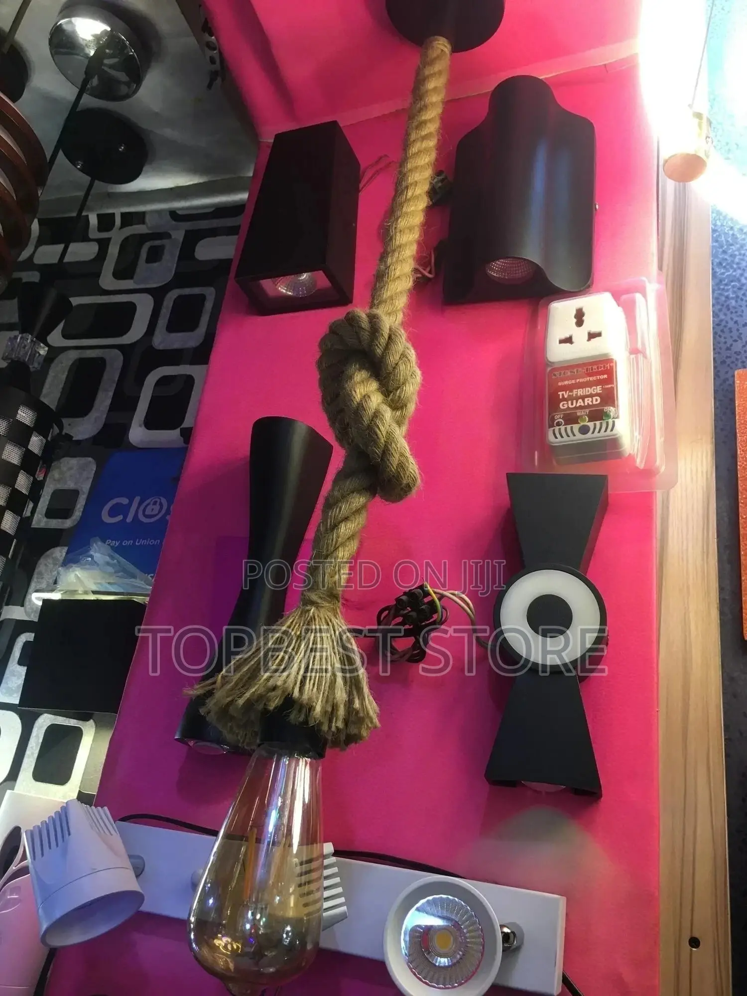 Rope Pendant Light Complete With Bulb