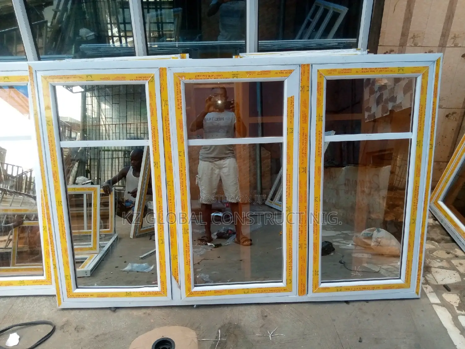 Three Panels Aluminum Casement Window With Inner Net Only